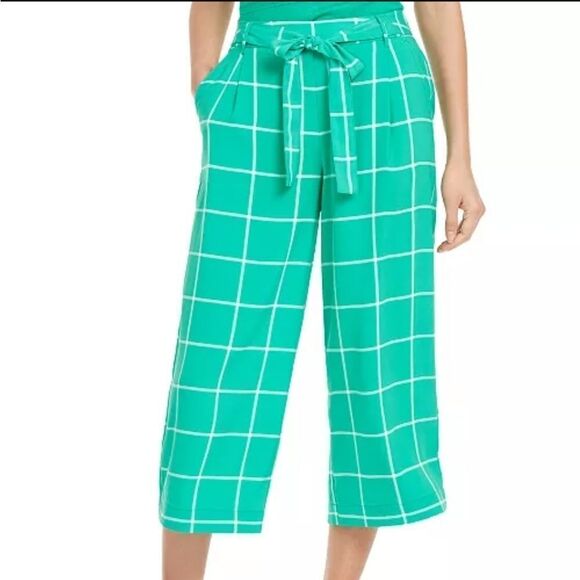 Maison Jules Windowpane Check Crop Capri Pants - Picture 1 of 12
